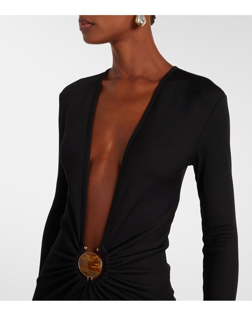 Christopher Esber Black Gathered Jersey Maxi Dress