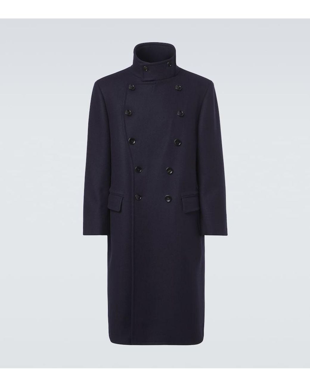 Tom Ford Blue Double-Breasted Wool Coat for men