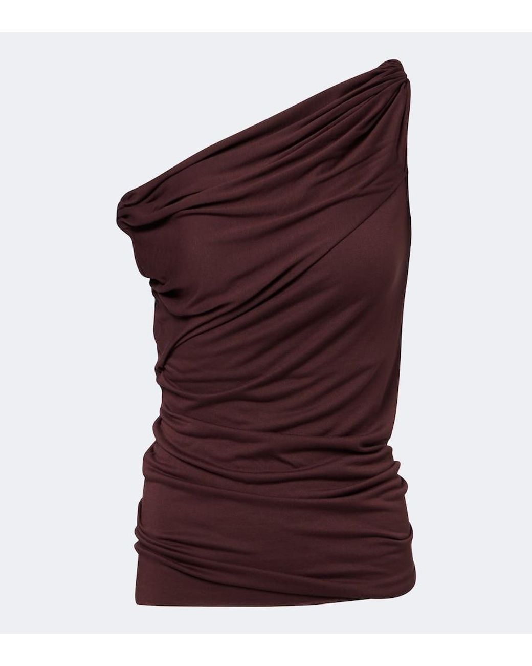 Rick Owens Purple Lilies Laeti Draped One-Shoulder Jersey Top