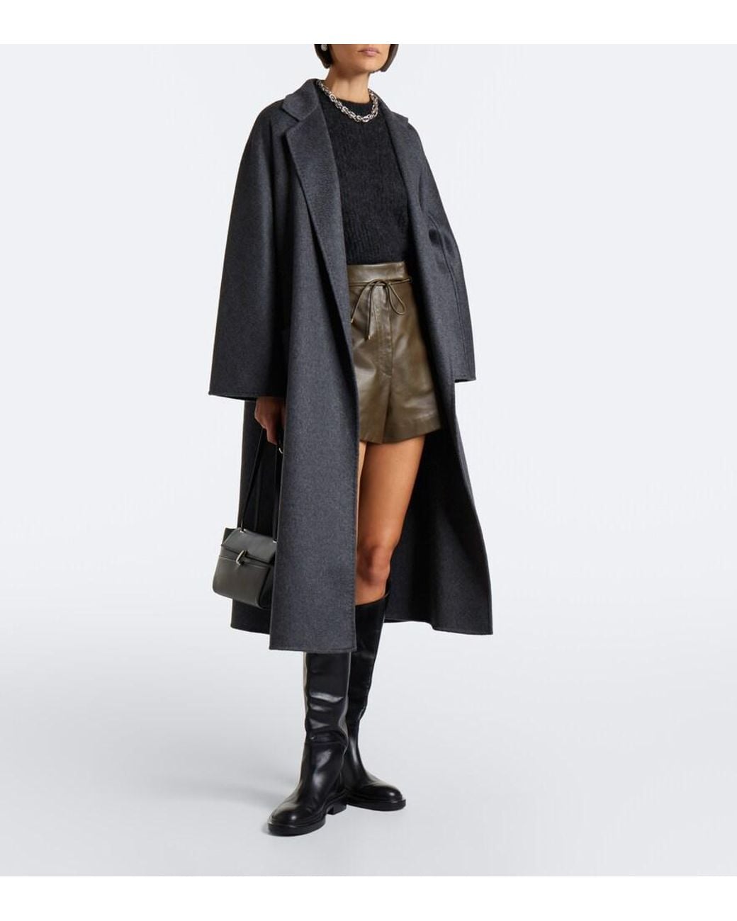 Max Mara Black Cashmere Wrap Coat