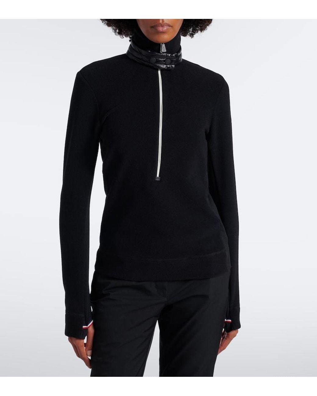 Moncler Blue Fleece Half-Zip Ski Sweater