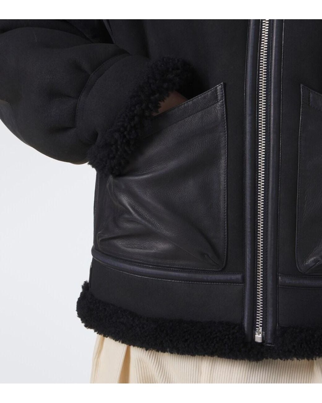 Ralph Lauren Black Lutton Shearling-Lined Leather Jacket for men