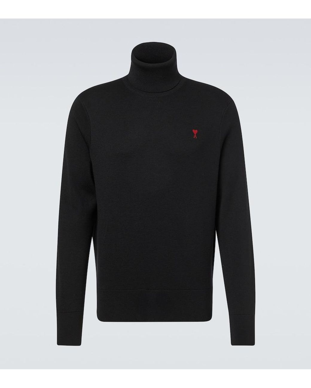 AMI Black Ami De Cour Wool Turtleneck Sweater for men