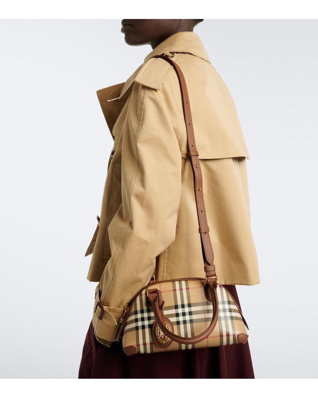Burberry Brown Primrose Check Mini Top-Handle Bag