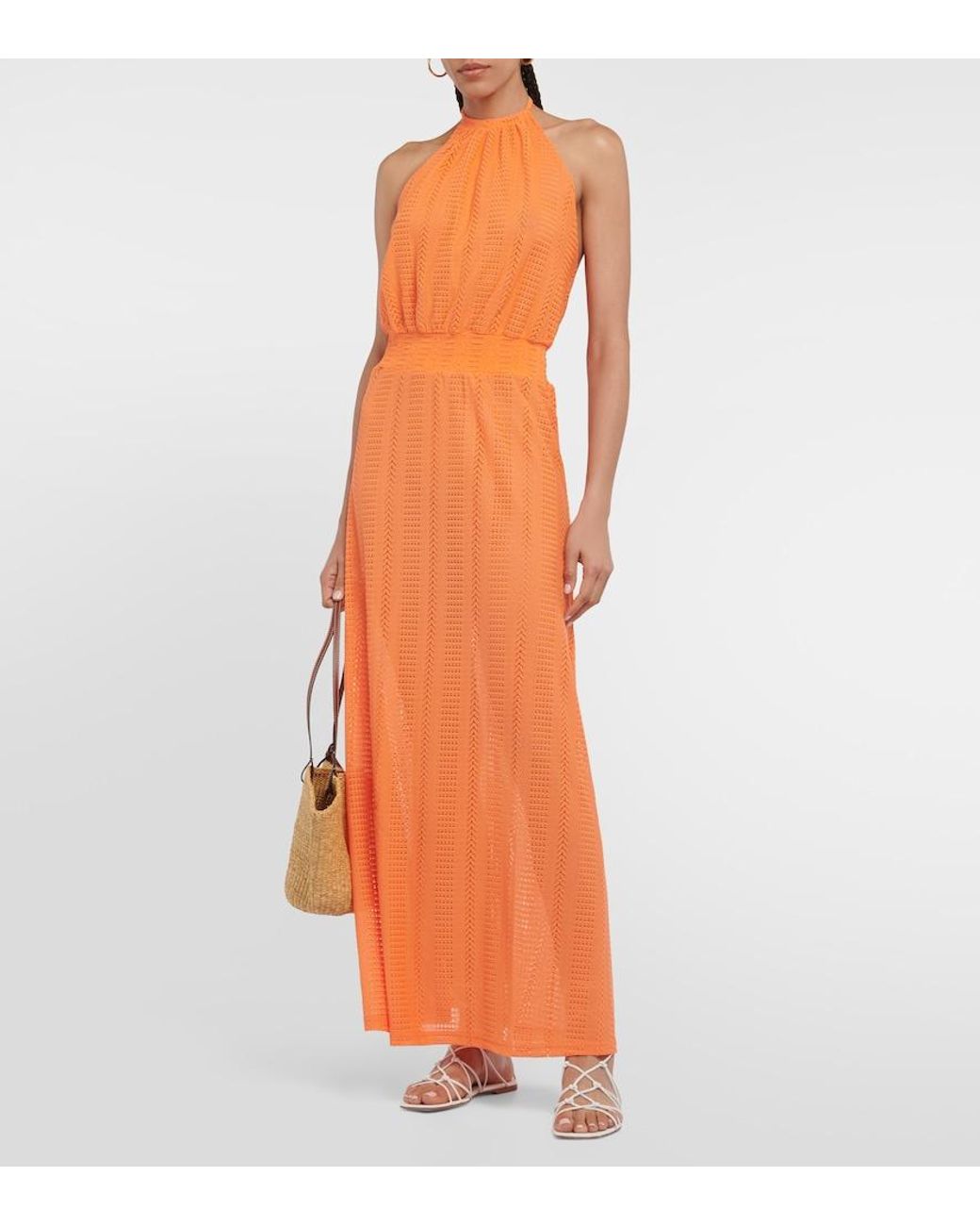 Melissa Odabash Orange Maeva Halter-Neck Maxi Dress
