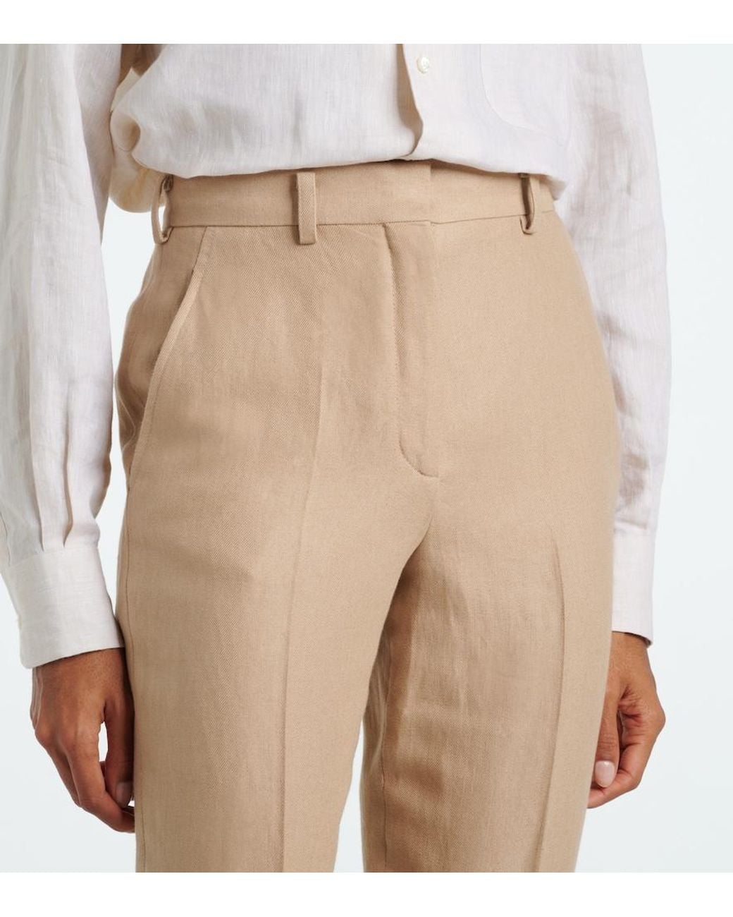 Loro Piana Natural Neo Derk Linen Crepe Straight Pants