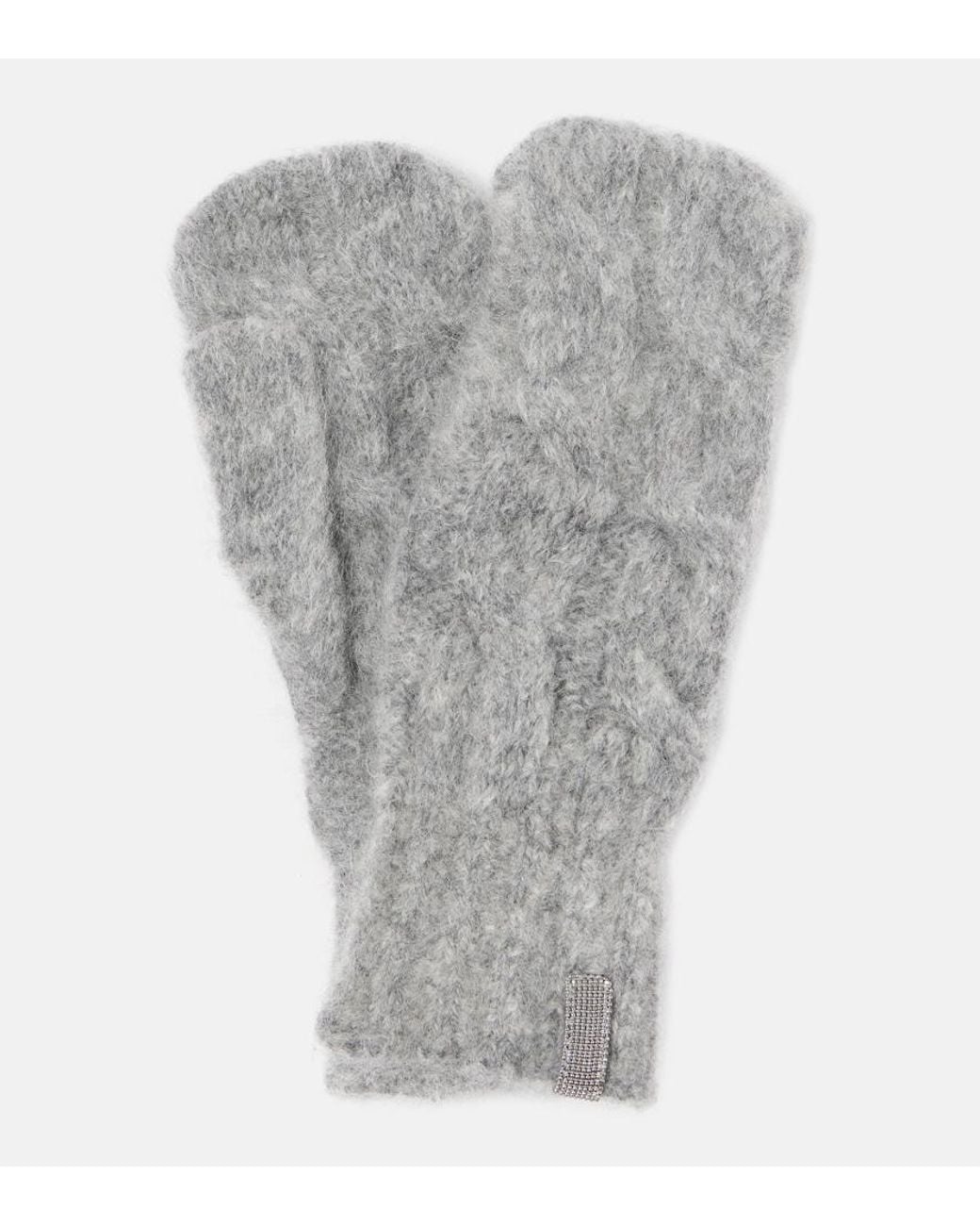 Brunello Cucinelli Gray Mohair And Wool Gloves