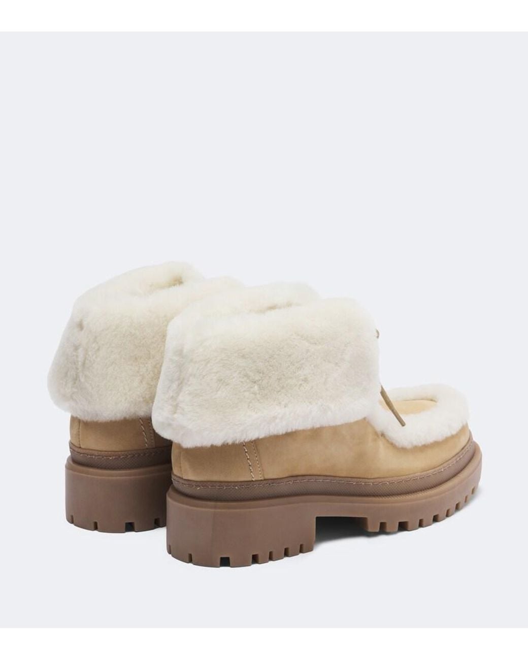Yves Salomon Natural Shearling-Lined Suede Ankle Boots