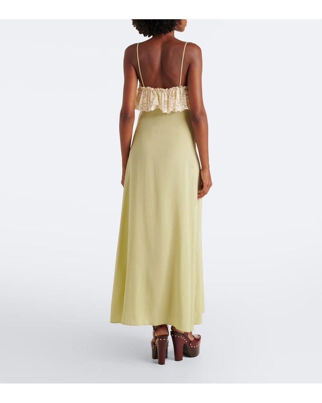 Chloé White Lace-Trimmed Silk Crepe De Chine Maxi Dress