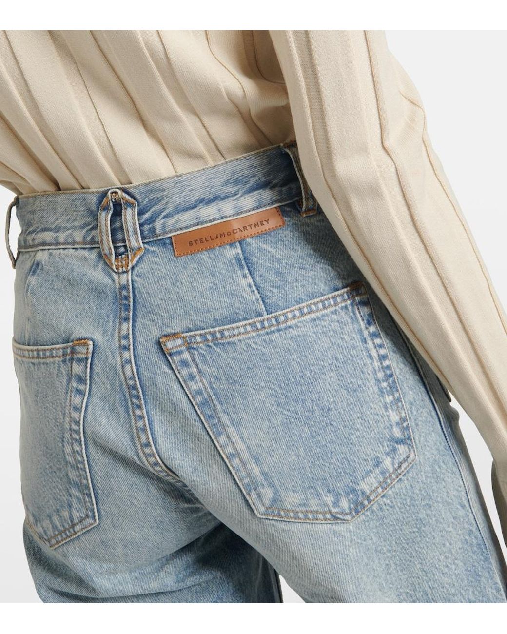 Stella McCartney Blue High-Rise Cropped Flared Jeans