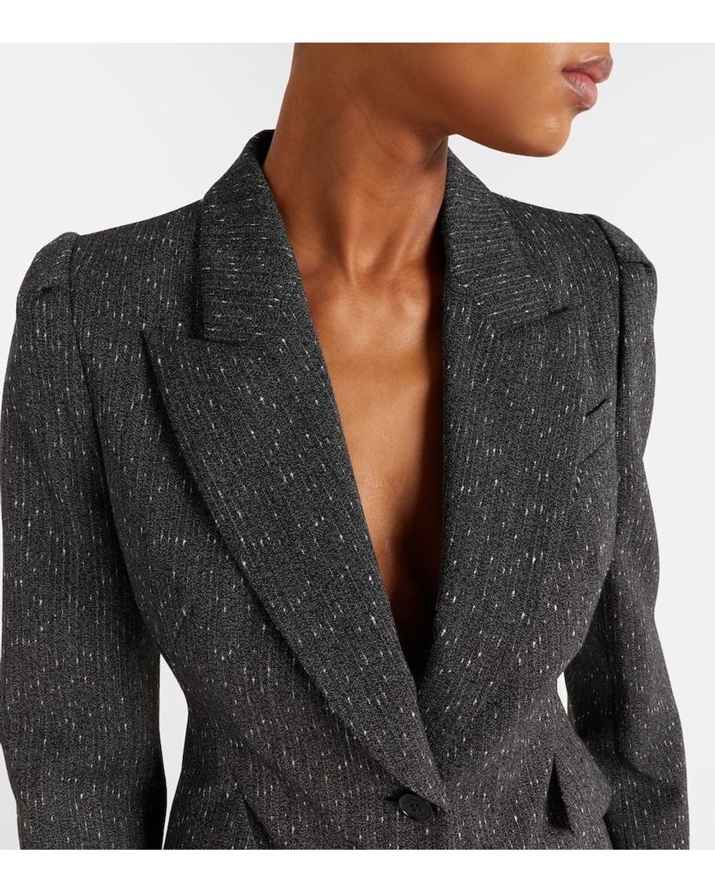 McQueen Black Pinstripe Wool Blazer