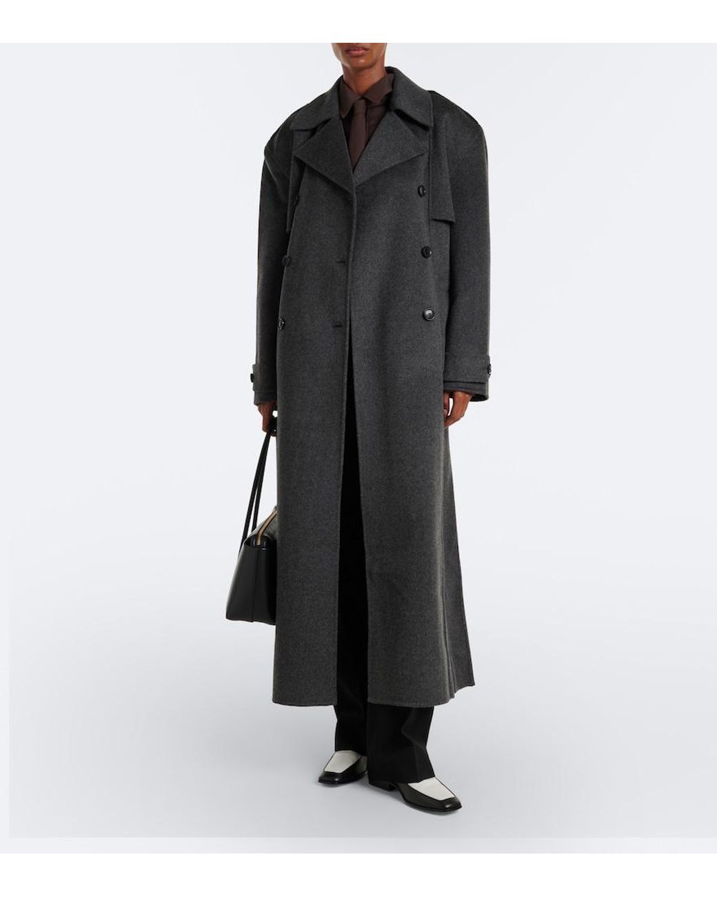 Frankie Shop Black Nikola Belted Wool And Cashmere Coat