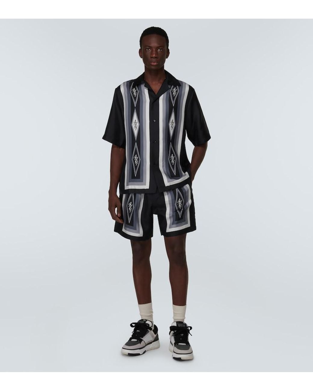 Amiri Black Diamond Silk Shorts for men