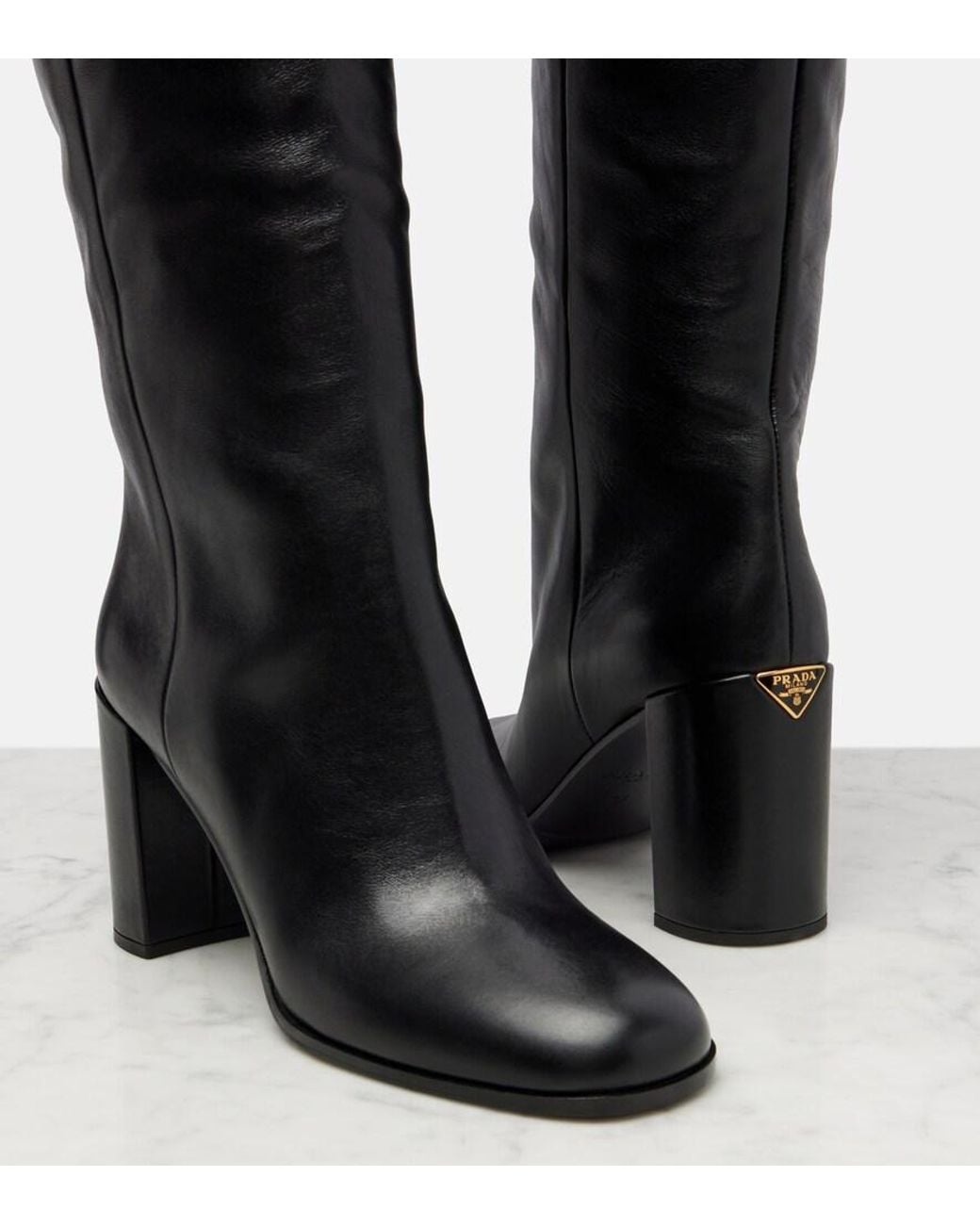 Prada Black Stiefel Aus Leder