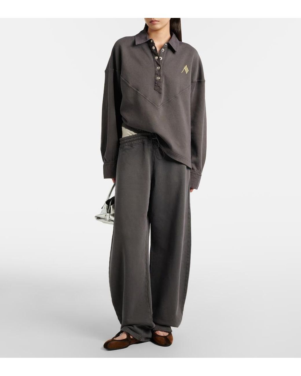 The Attico Gray Cotton Jersey Barrel-Leg Sweatpants