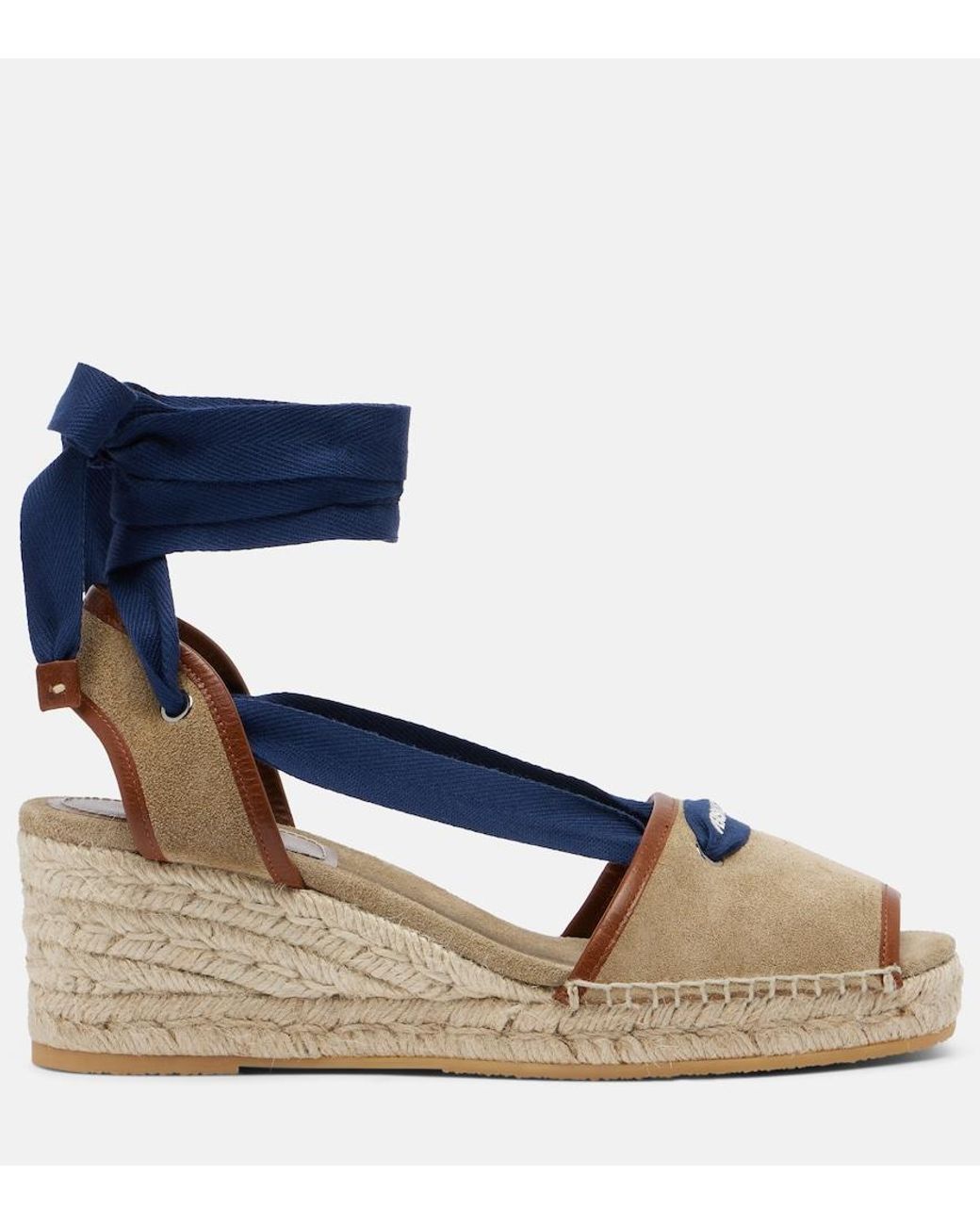 Versace Blue Lola Suede Espadrille Wedges