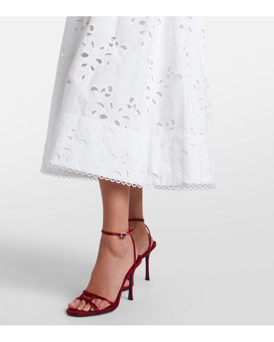 Rebecca Vallance White Artesan Broderie Anglaise Midi Dress