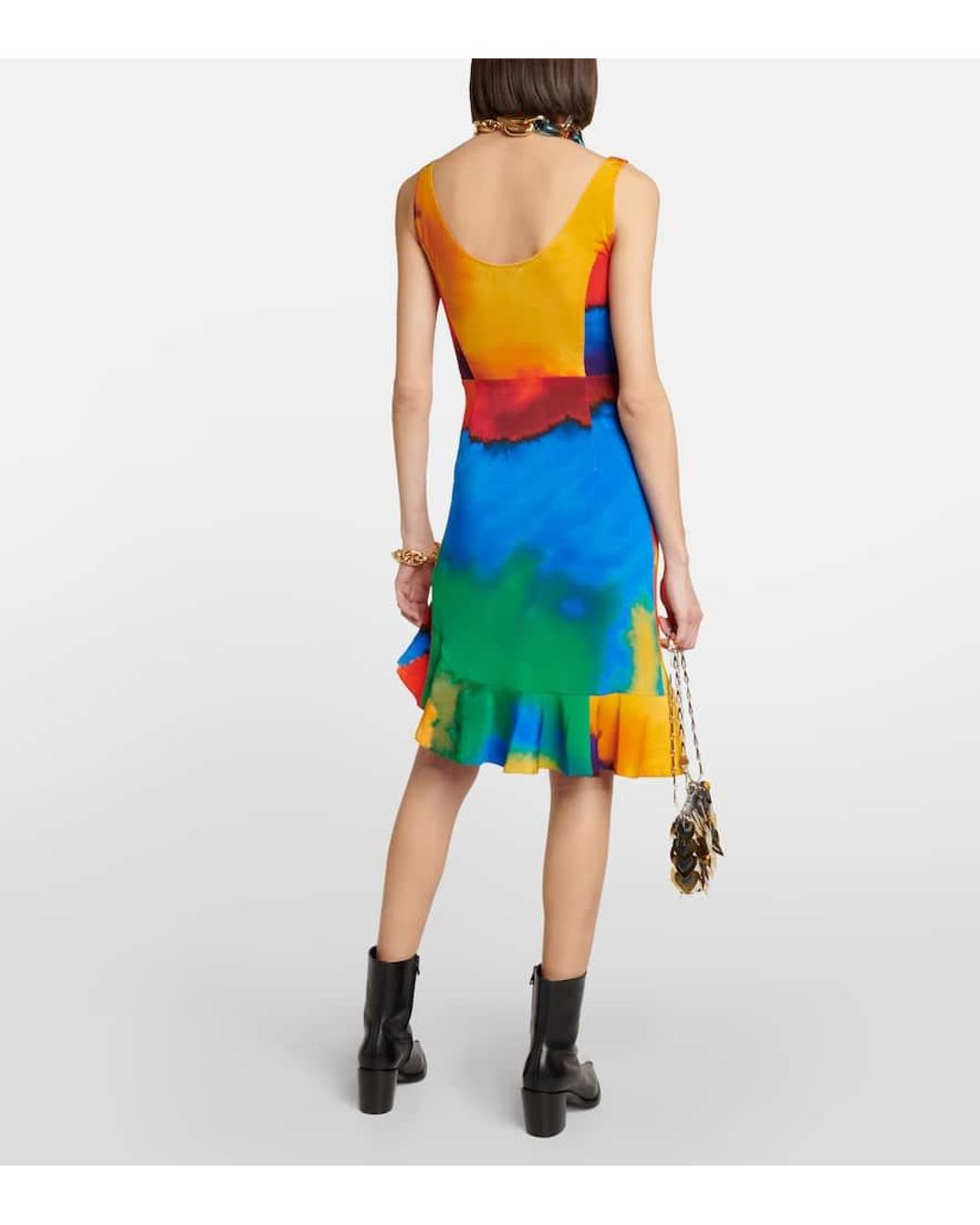 Rabanne Red Printed Asymmetrical Minidress