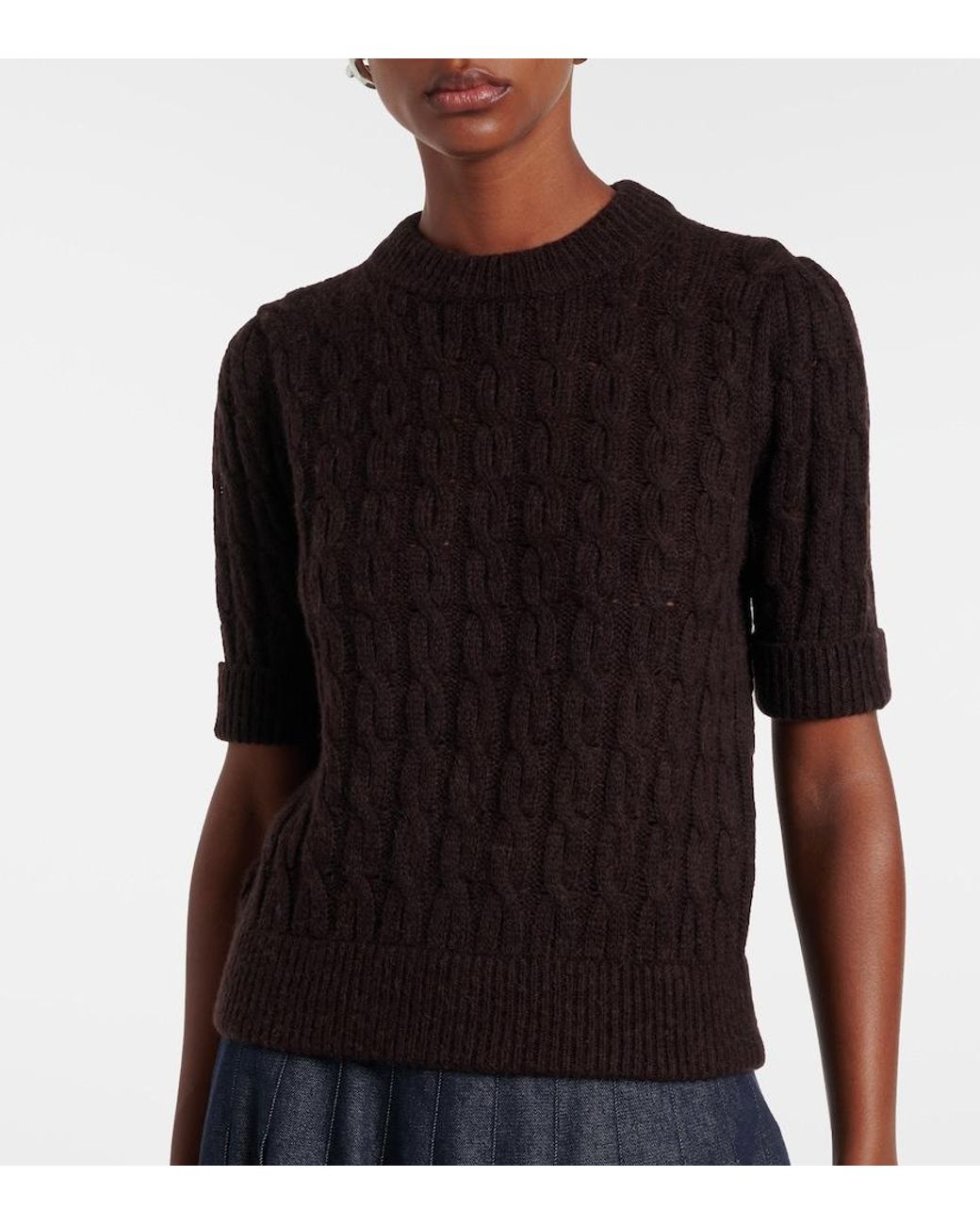 Dorothee Schumacher Black Sheer Softness Cable-Knit Sweater