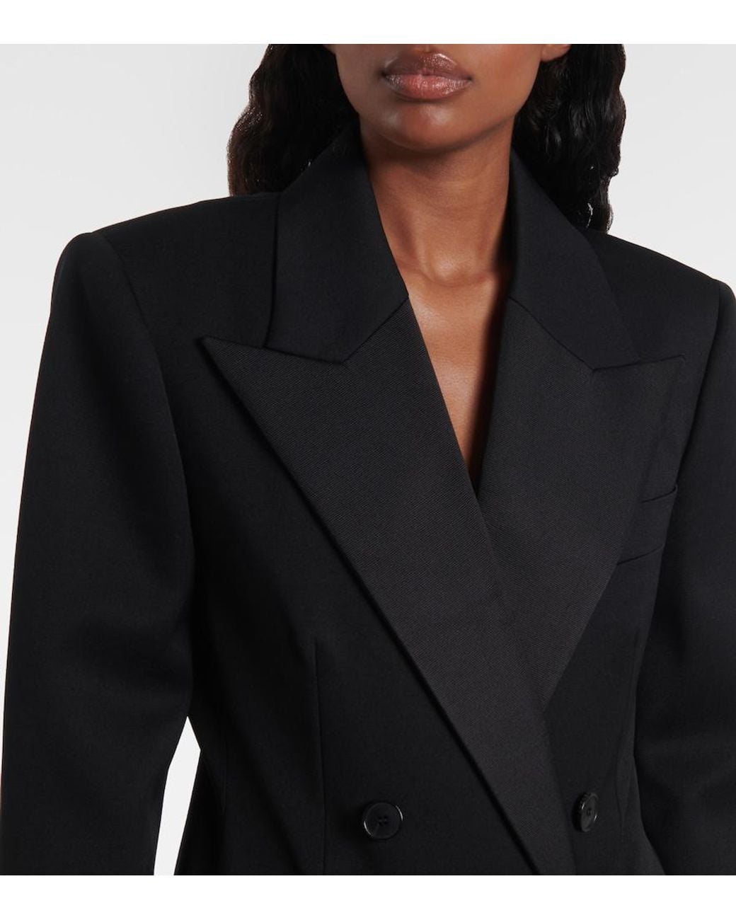 Givenchy Black Double-Breasted Satin-Trimmed Wool Blazer