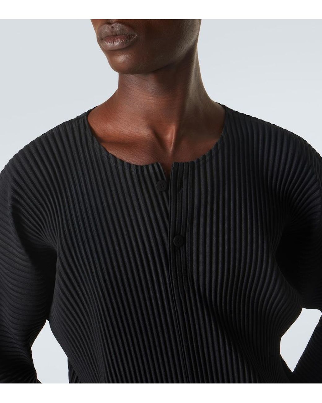 Homme Plissé Issey Miyake Black Monthly Colors Pleated Henley Shirt for men