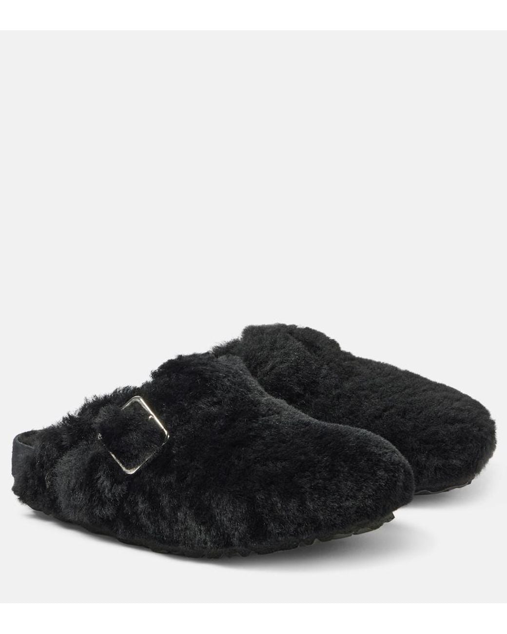 Birkenstock Black Boston Shearling Clogs