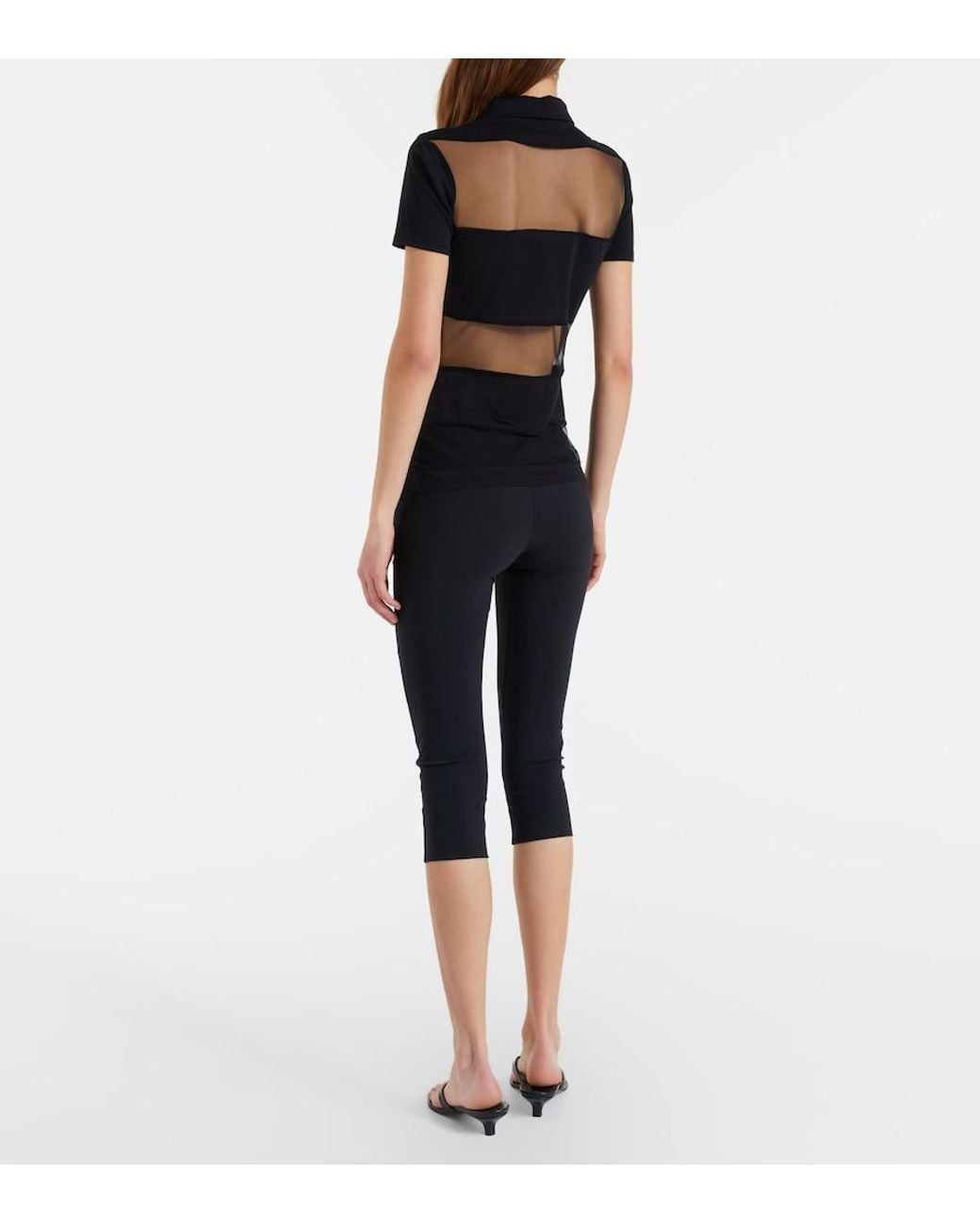Coperni Black Jersey Cropped Leggings