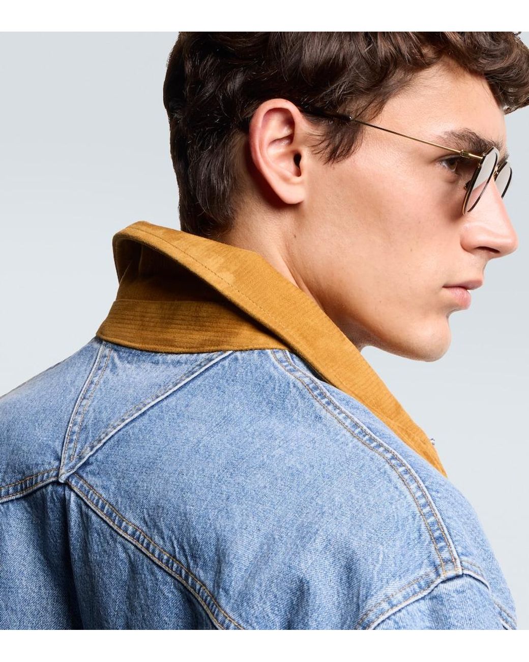 Bottega Veneta Brown Thin Triangle Round Sunglasses for men