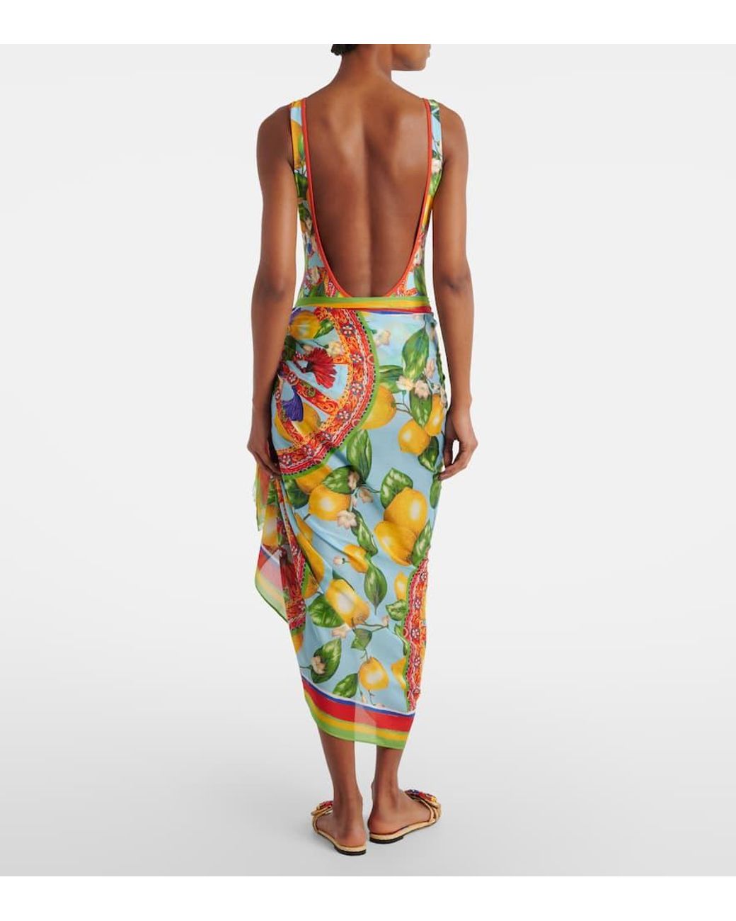 Dolce & Gabbana White Bedruckter Pareo Aus Baumwolle