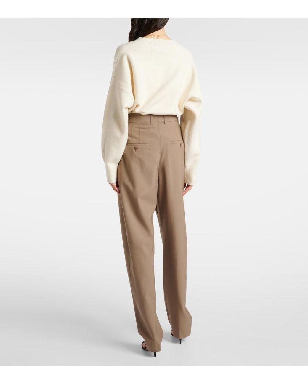 Rohe Natural High-Rise Virgin Wool Barrel-Leg Pants