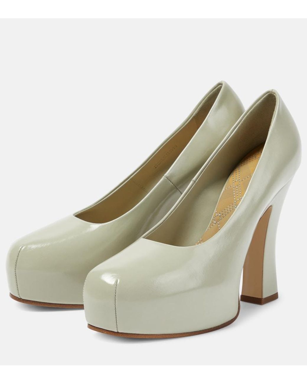 Burberry Green 130 Leather Platform Pumps