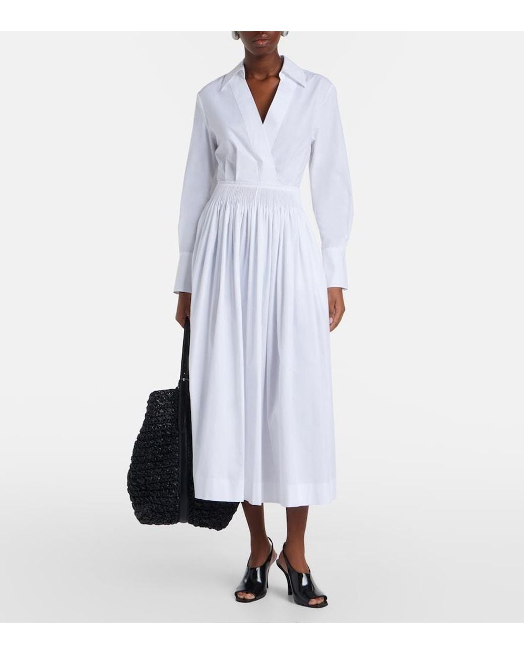 Joseph White Kathe Cotton Poplin Midi Dress