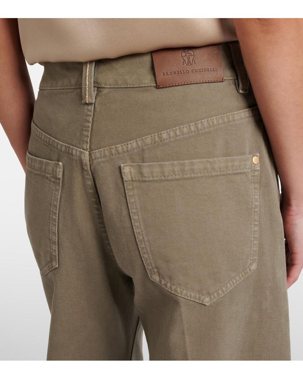 Brunello Cucinelli Natural Cropped Wide-Leg Jeans