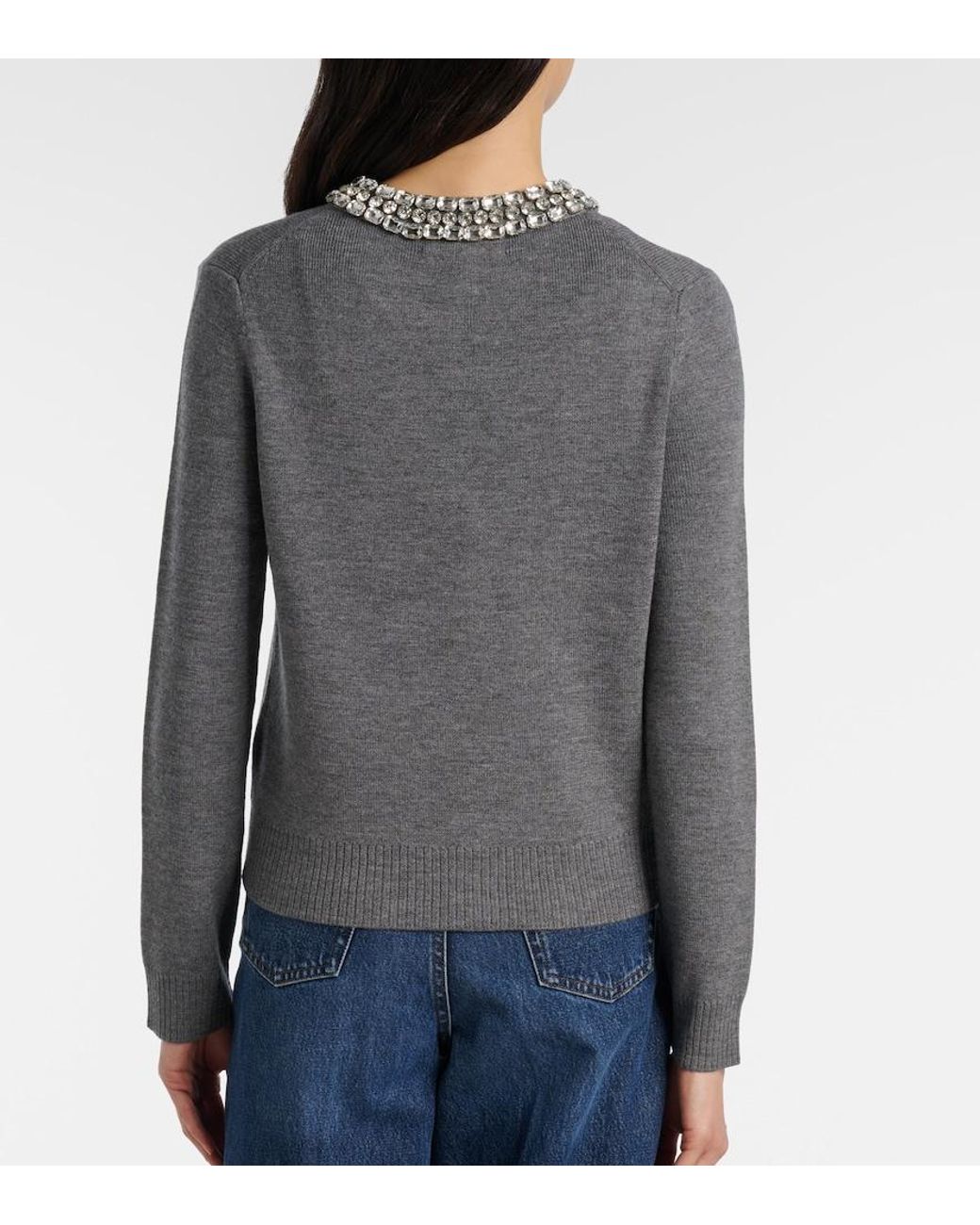 Veronica Beard Gray Daro Embellished Wool Cardigan