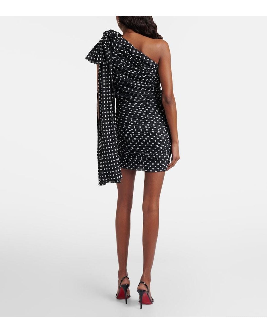 Patou Black Polka-Dot One-Shoulder Minidress