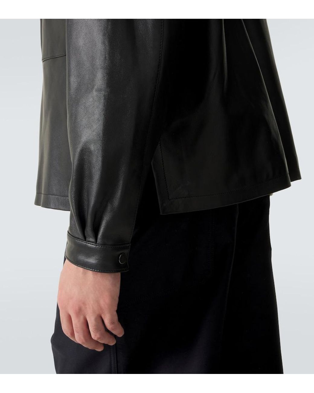 STÒFFA Black Leather Jacket for men