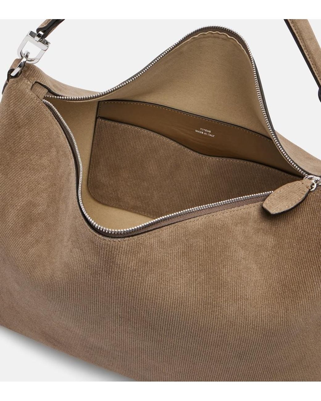 Totême  Brown Bevel Medium Suede Shoulder Bag