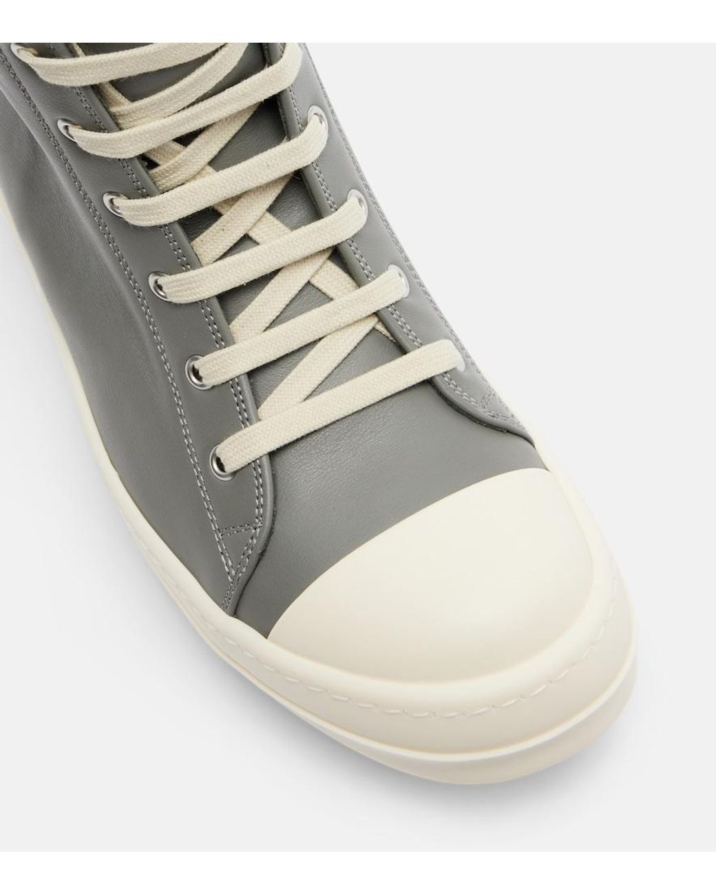 Rick Owens Brown Leather High-Top Sneakers