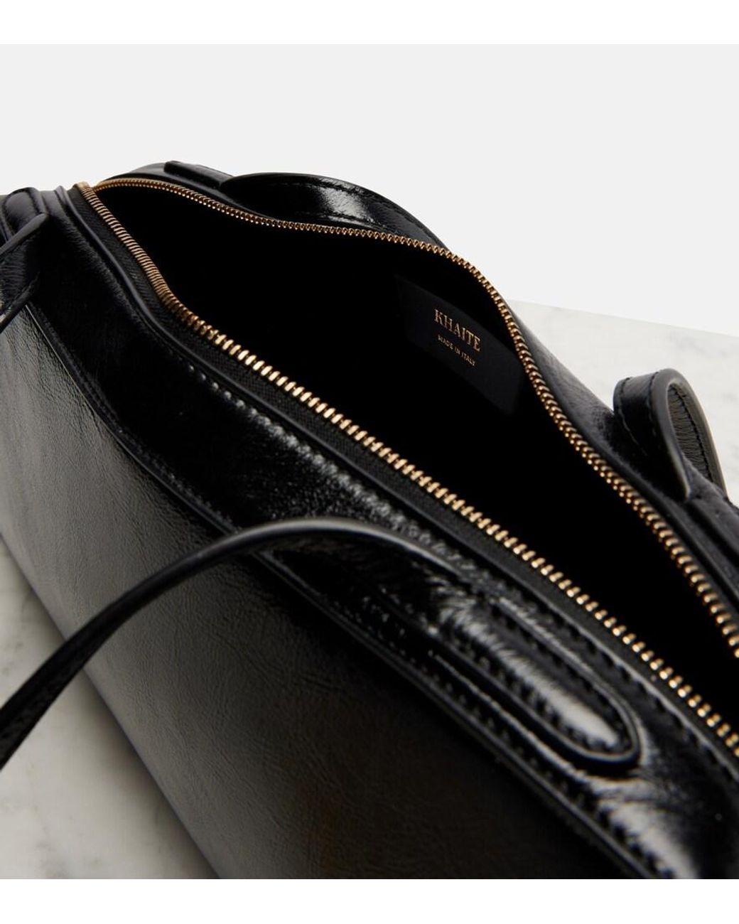Khaite Black Simona Patent Leather Shoulder Bag
