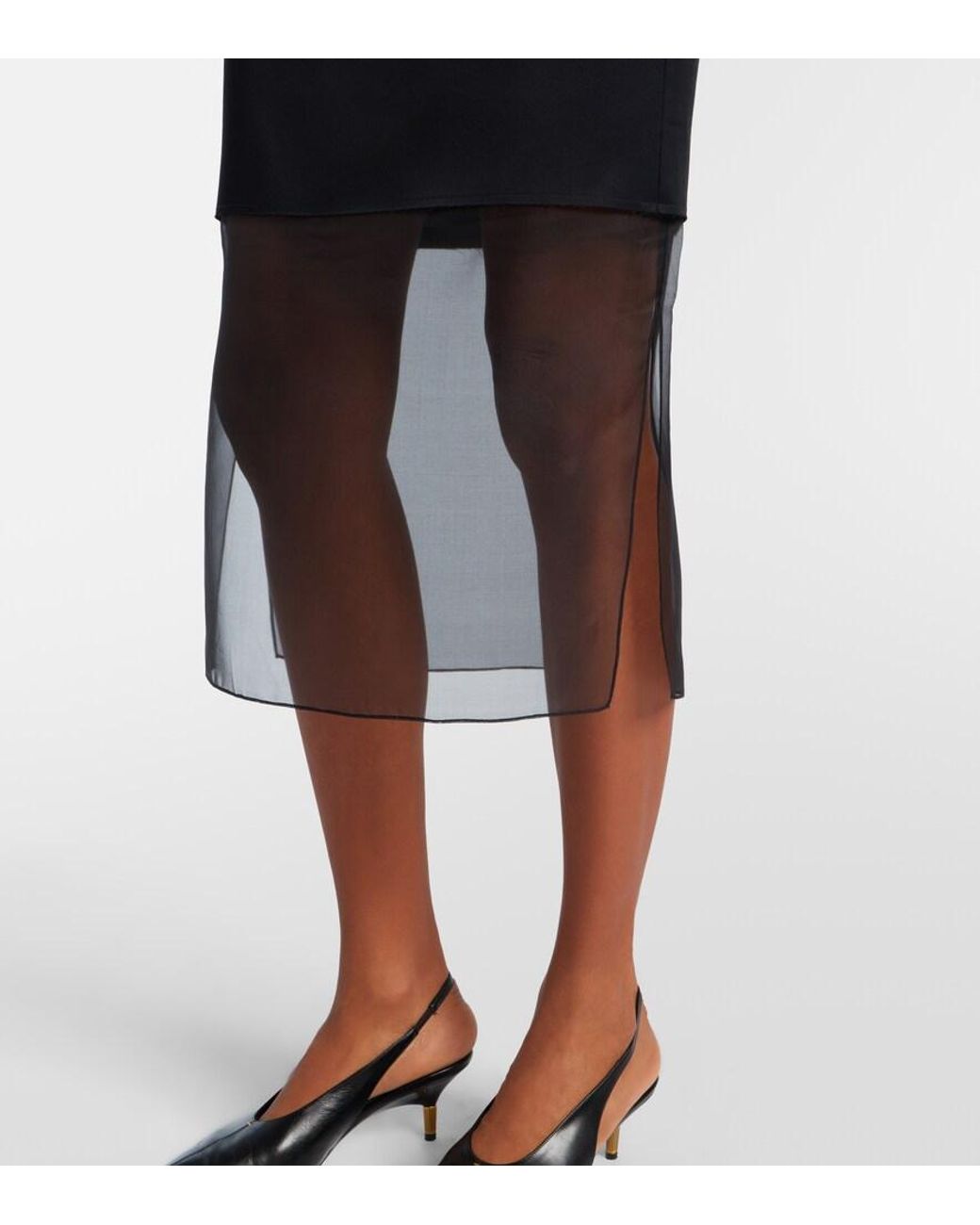 Khaite Black Sybil Layered Midi Skirt
