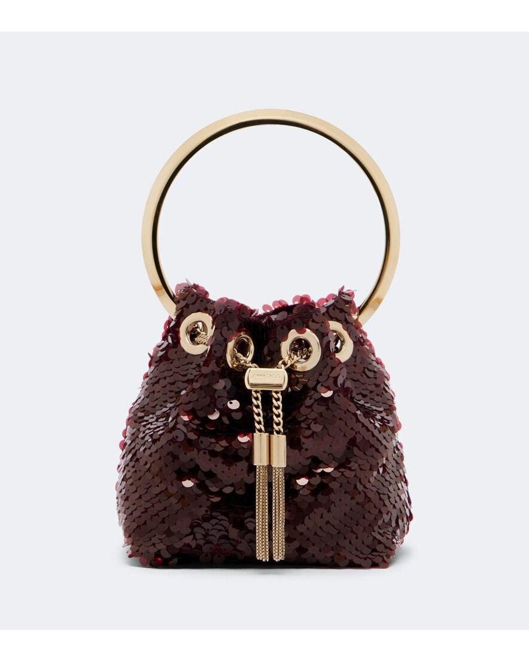 Jimmy Choo White Bon Bon Micro Sequined Bucket Bag