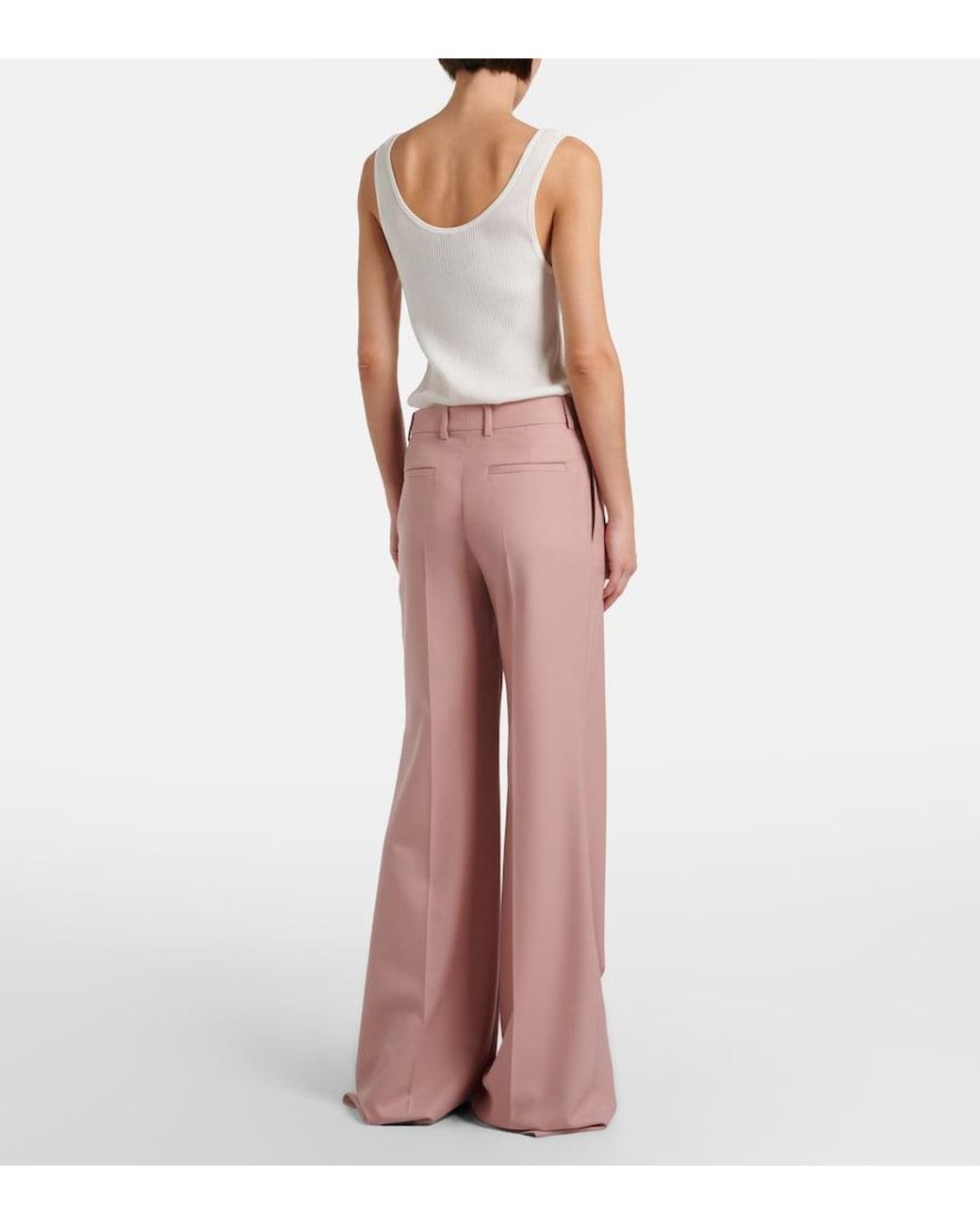 Chloé Pink Virgin Wool Flared Pants