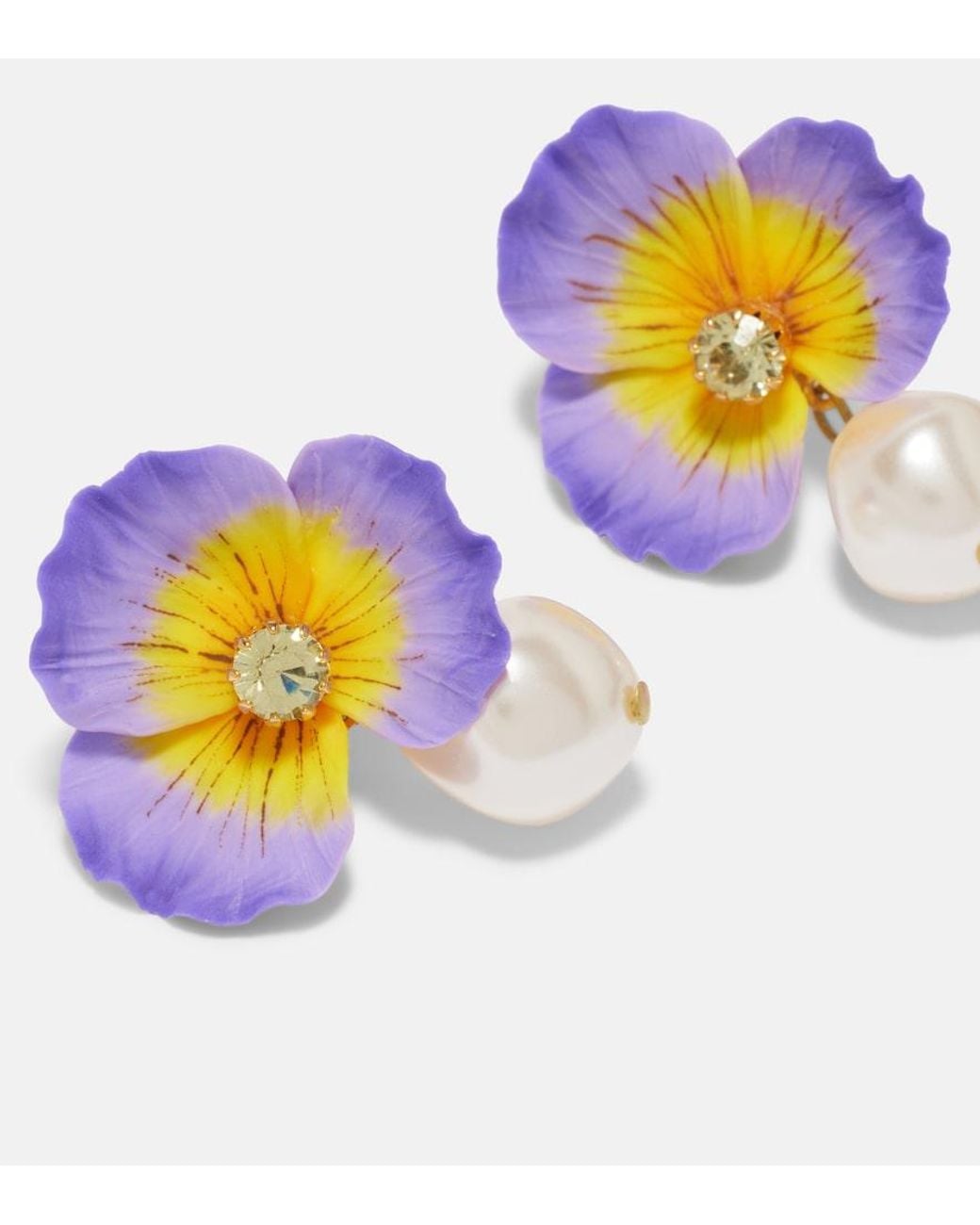 Jennifer Behr Blue Embellished Floral Drop Earrings