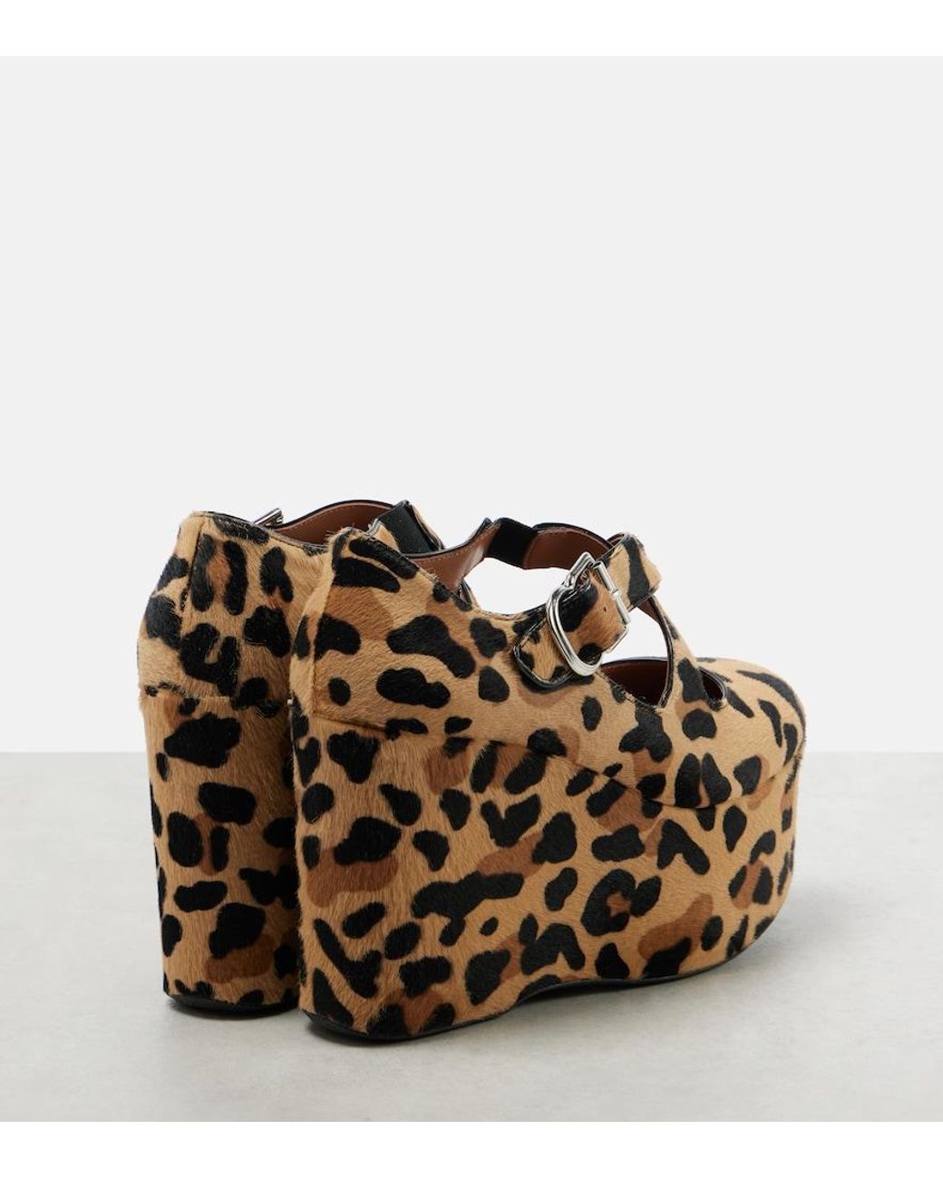 Alaïa Brown Criss Cross Leopard-Print Calf Hair Wedges