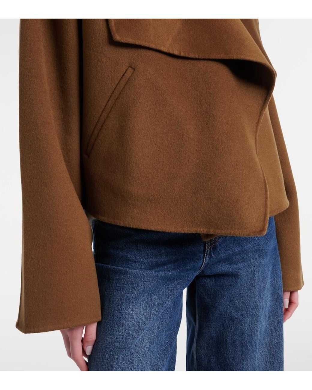 Totême Brown Signature Cropped Wool Double Jacket
