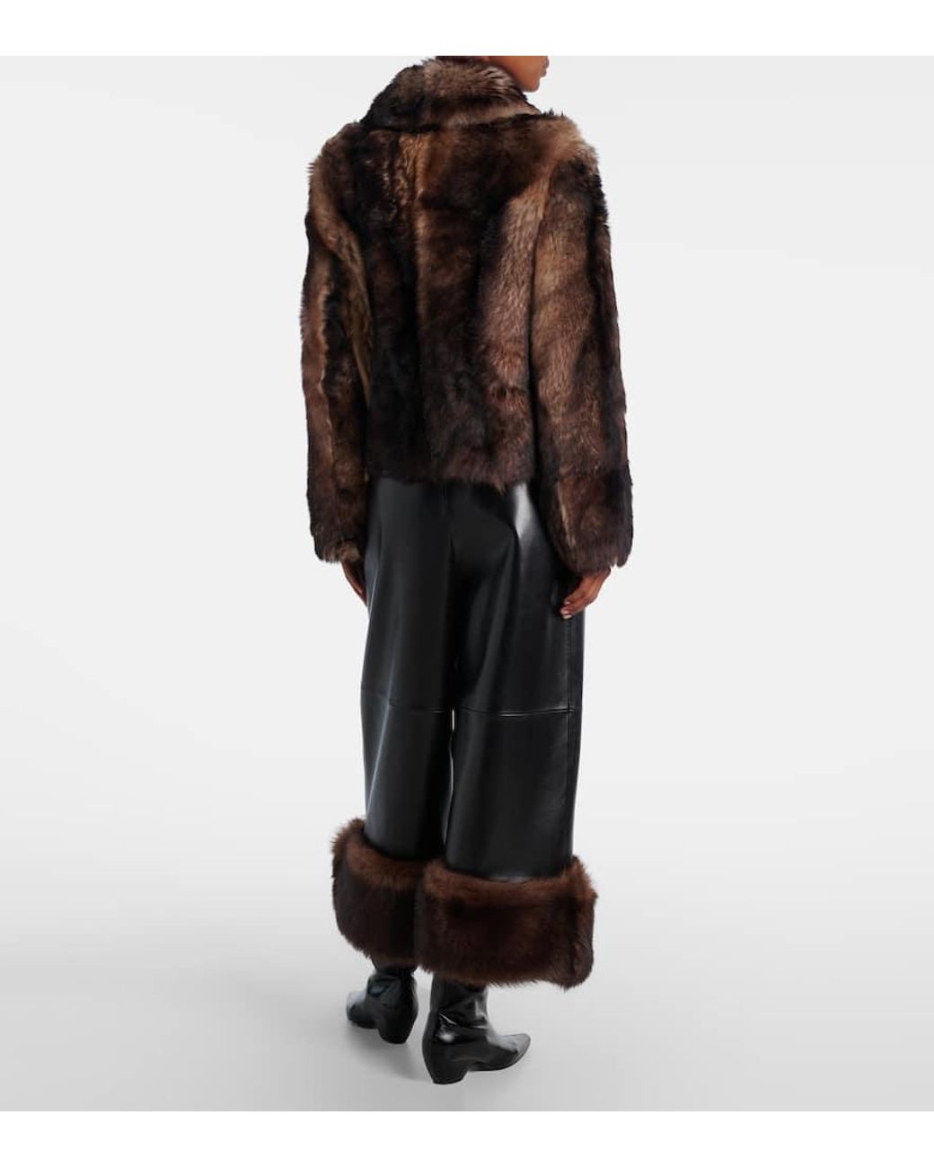 Yves Salomon Brown Cropped Shearling Jacket