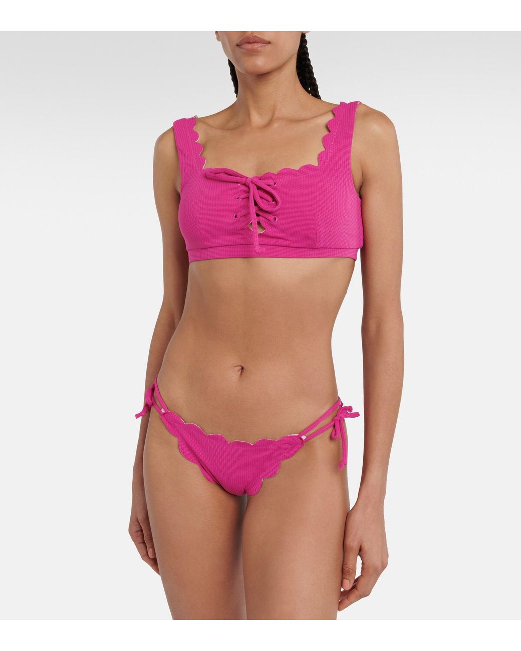 Top de bikini festoneado de Marysia Swim de color Rosa | Lyst