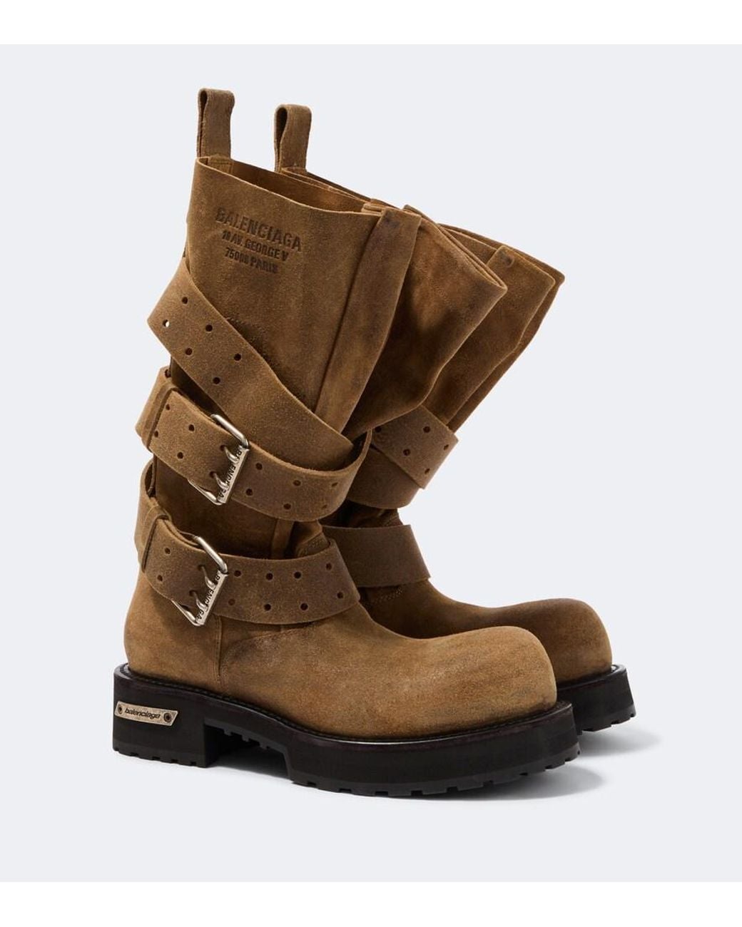 Balenciaga Brown Venom Suede Biker Boots for men