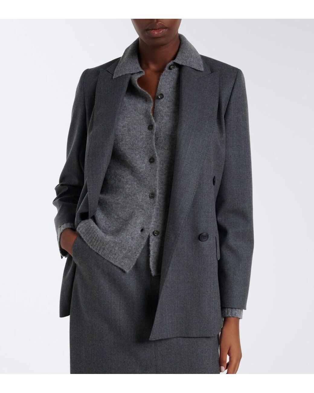 Max Mara Gray Cashmere-Blend Cardigan