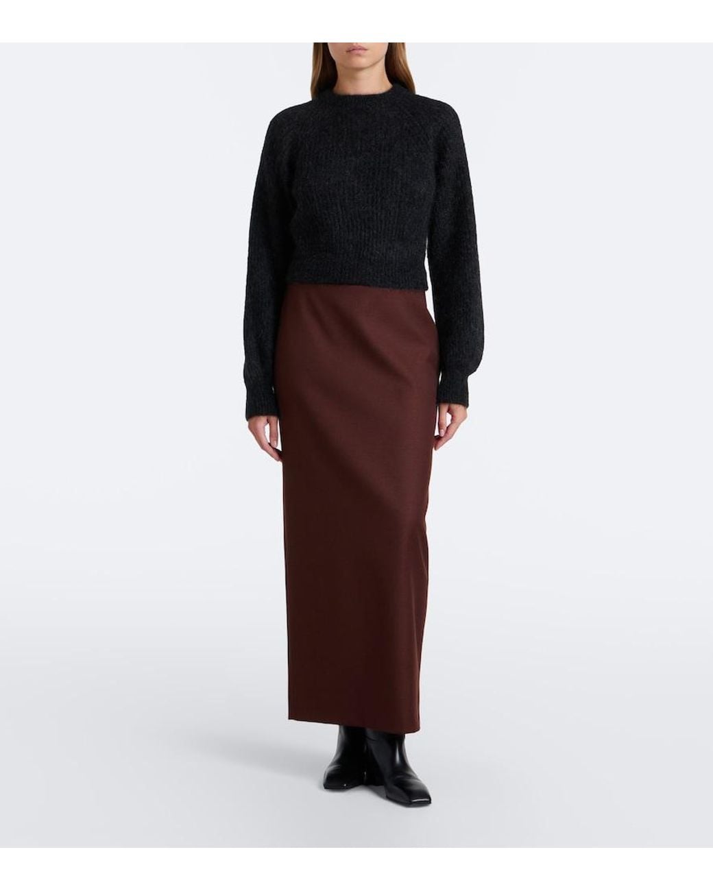 Max Mara Purple Virgin Wool Maxi Skirt